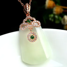 Natural Jade Pendant Nephrite Silver Pendant PT157