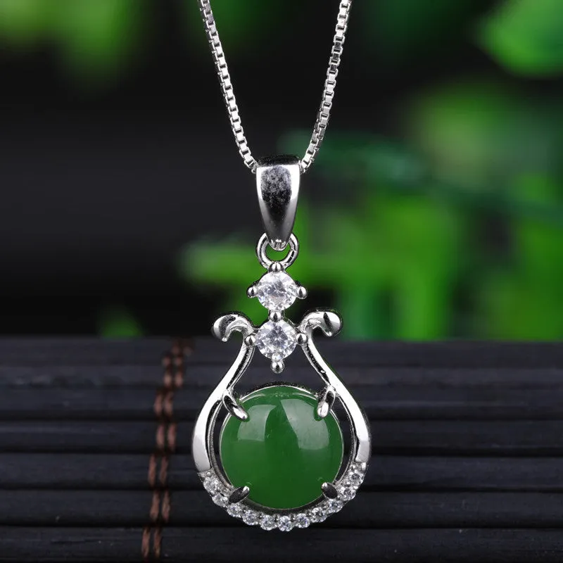 Natural Jade Pendant Nephrite Silver Pendant ZPT242