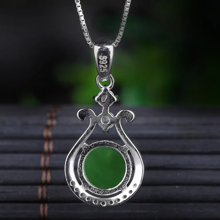 Natural Jade Pendant Nephrite Silver Pendant ZPT242