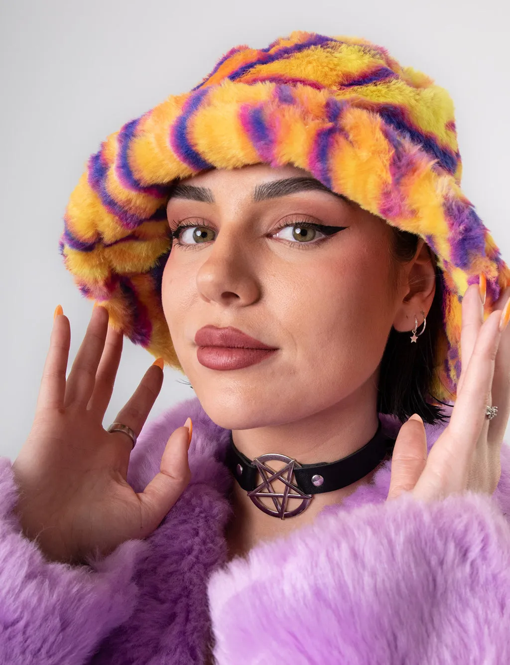 NEON TIGER FUZZY HAT