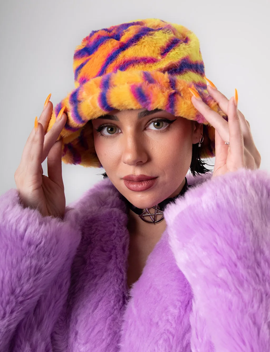 NEON TIGER FUZZY HAT