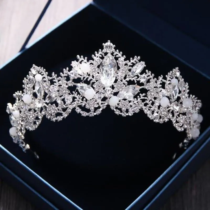 New Fashion Baroque Luxury Red Crystal Bridal Crown Tiaras Vintage Bride Wedding Hair Accessories