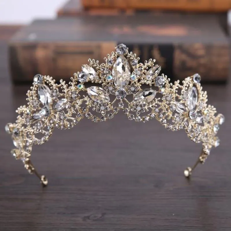 New Fashion Baroque Luxury Red Crystal Bridal Crown Tiaras Vintage Bride Wedding Hair Accessories