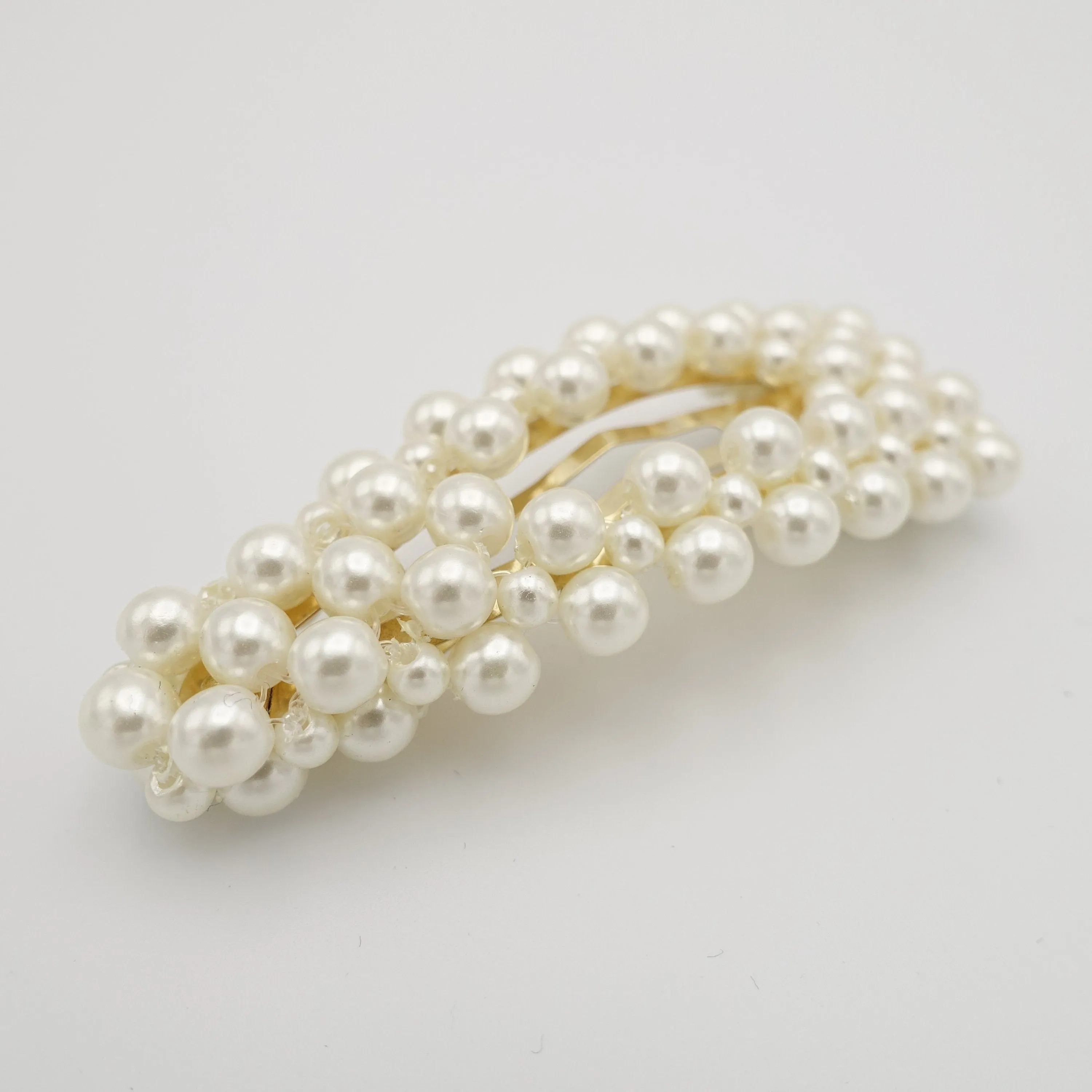 pearl decorated flower hair barrette snap clip woman hair accessory