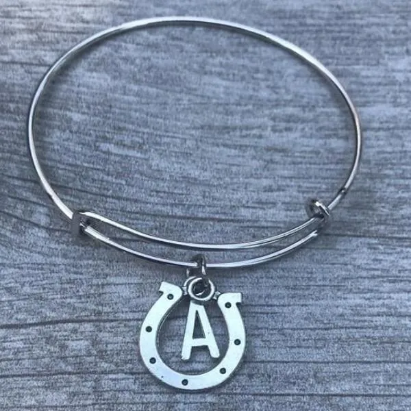 Personalized Horse Shoe Charm Bracelet