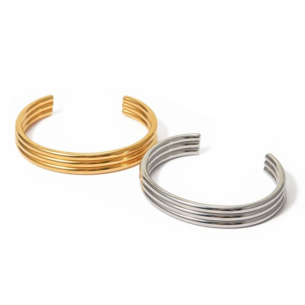 Ribbed Open Bangle