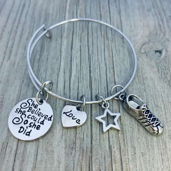 Runner Bangle Bracelet- She Believed She Could So She Did