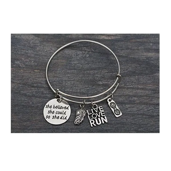 Runner Bangle Bracelet- She Believed She Could So She Did