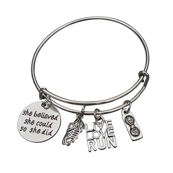 Runner Bangle Bracelet- She Believed She Could So She Did