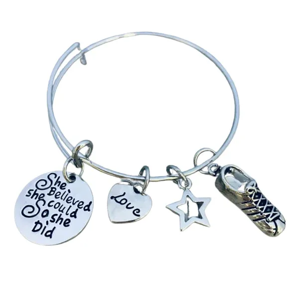 Runner Bangle Bracelet- She Believed She Could So She Did