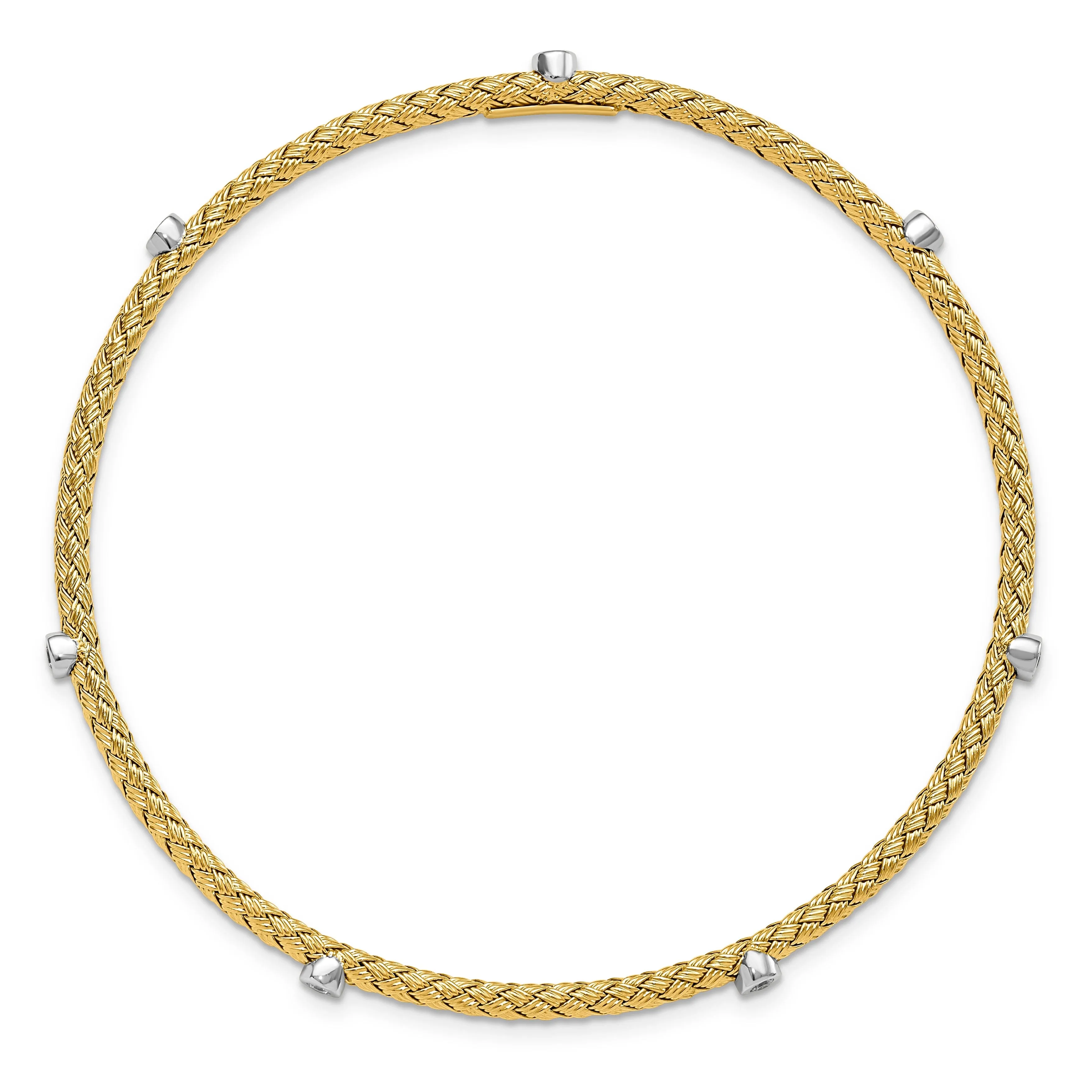 Silver Gold-plated C.Z Polished Textured Bangle