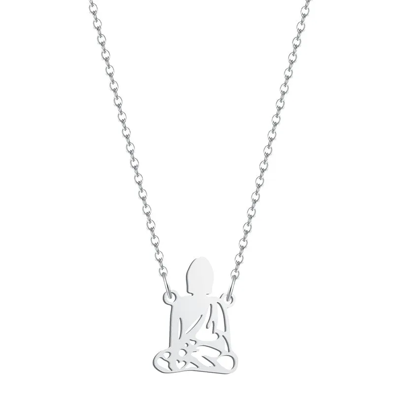 Stainless Meditation Buddha Pendant Necklace