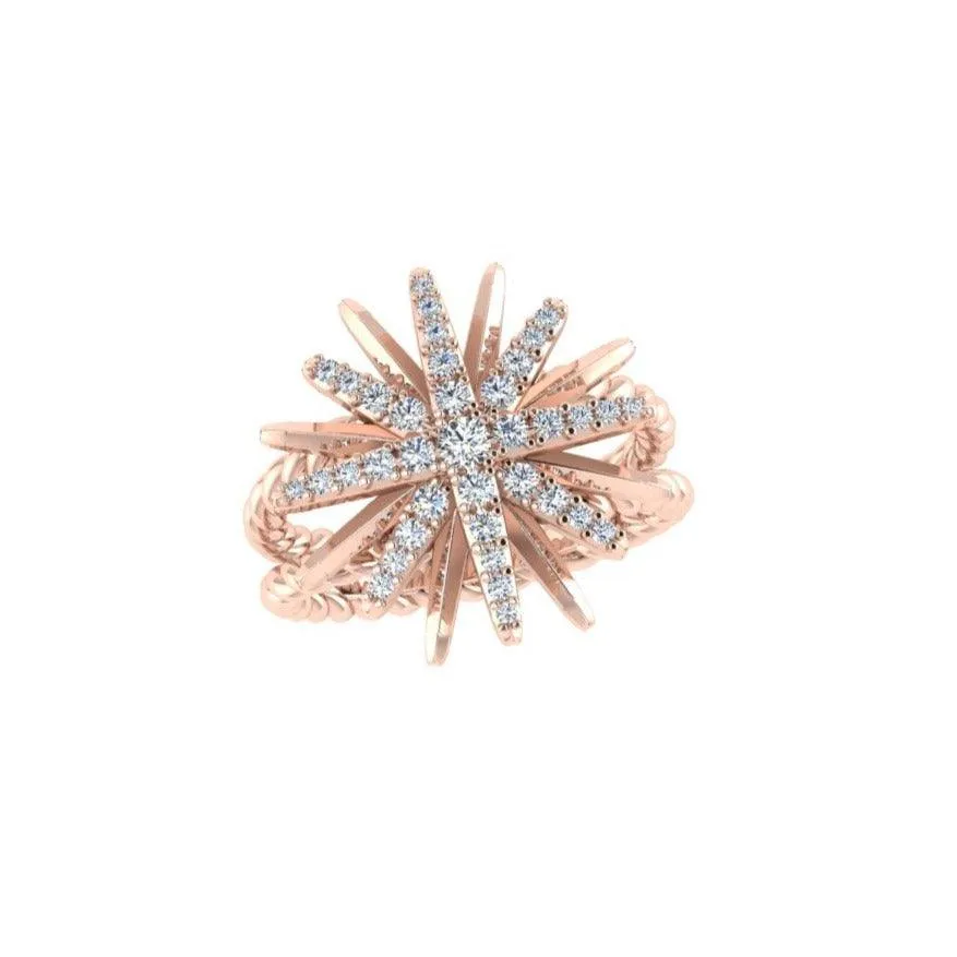 Starburst Diamond Coil Ring 18K Gold