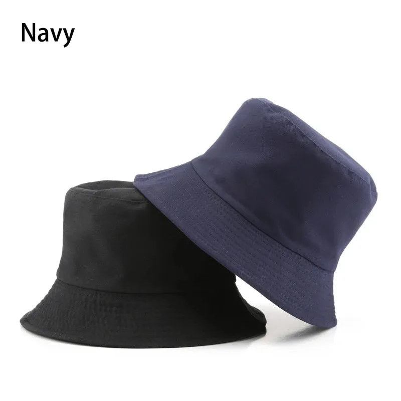 Summer New Cotton Black Solid Colour Double Sided Simple Bob Hip Hop Bucket Hat