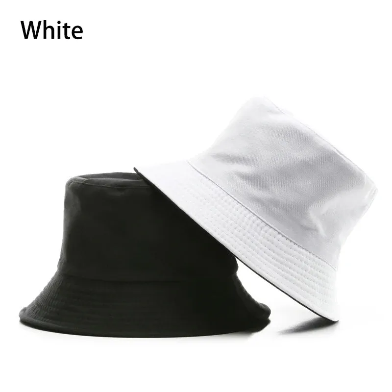 Summer New Cotton Black Solid Colour Double Sided Simple Bob Hip Hop Bucket Hat