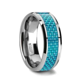 Taqi Blue Carbon Fiber Inlay Tungsten Carbide Wedding Band - 4mm - 10mm