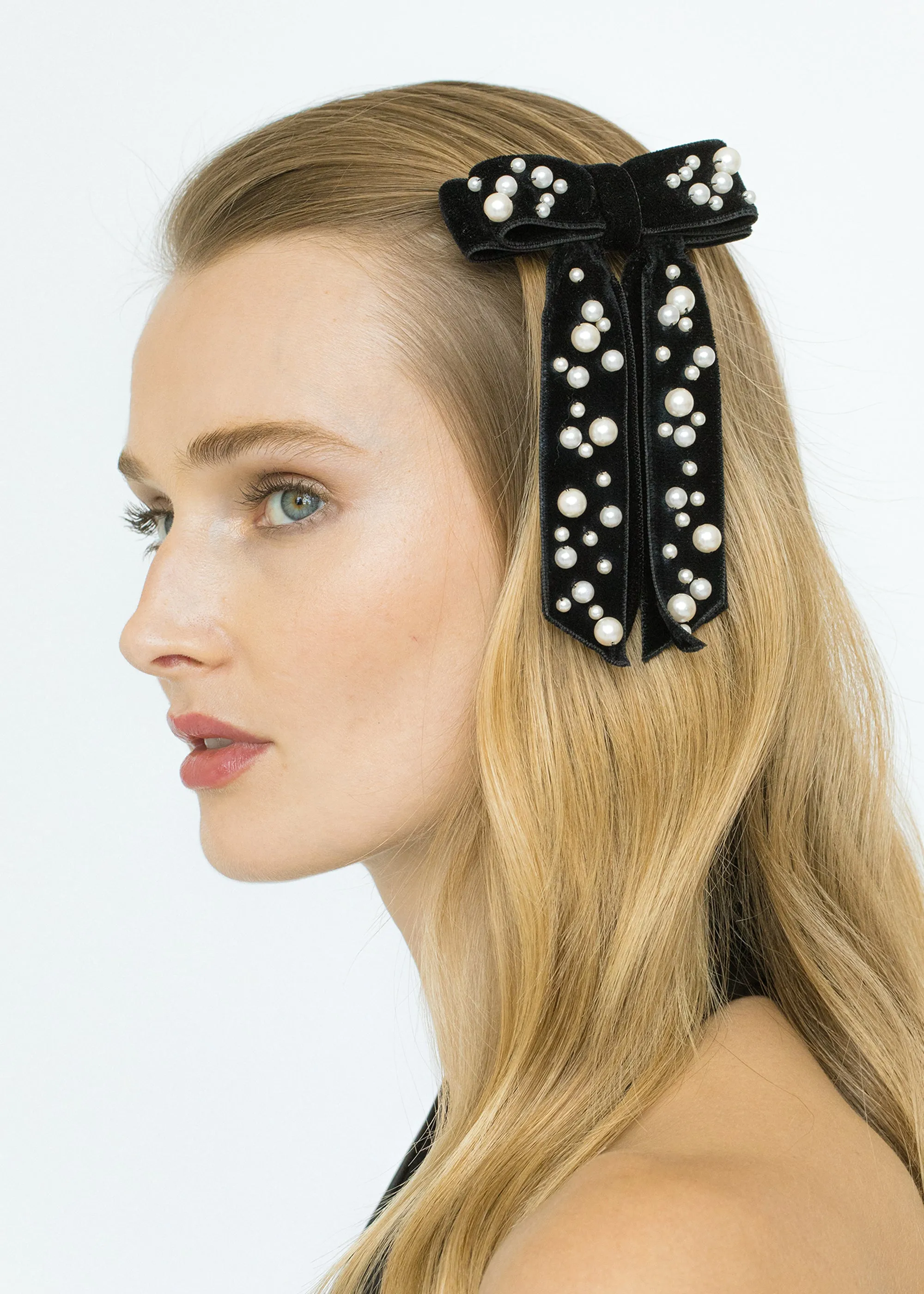 Teagan Bow Barrette -- Pearl