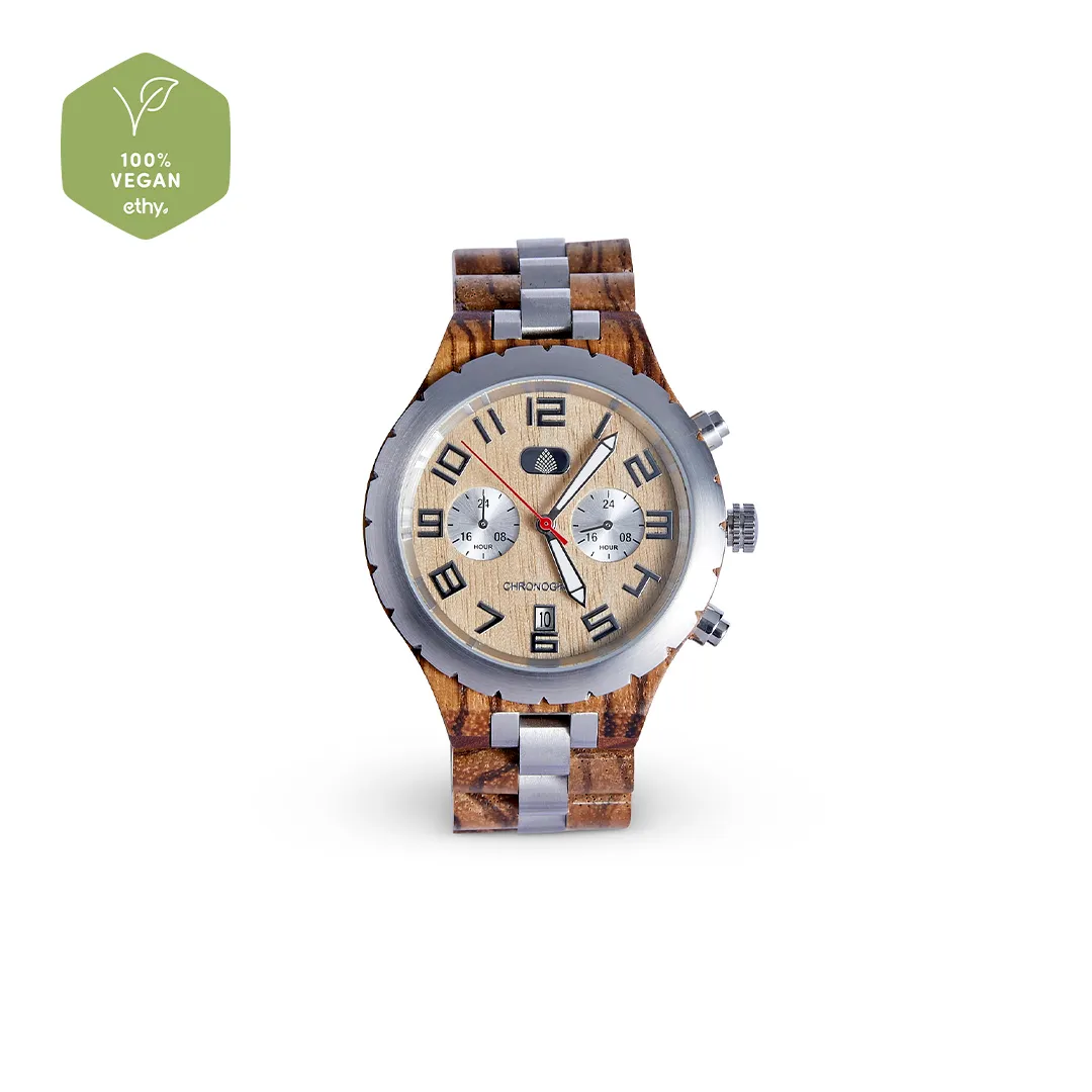 The Sandalwood: Premium Eco-Friendly Wood Watch for Men - Durable & Stylish Chronograph Wristwatch