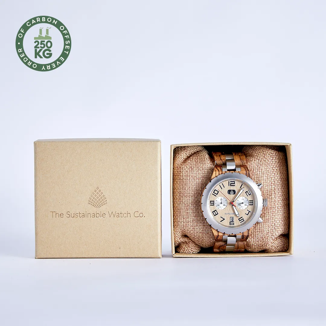 The Sandalwood: Premium Eco-Friendly Wood Watch for Men - Durable & Stylish Chronograph Wristwatch