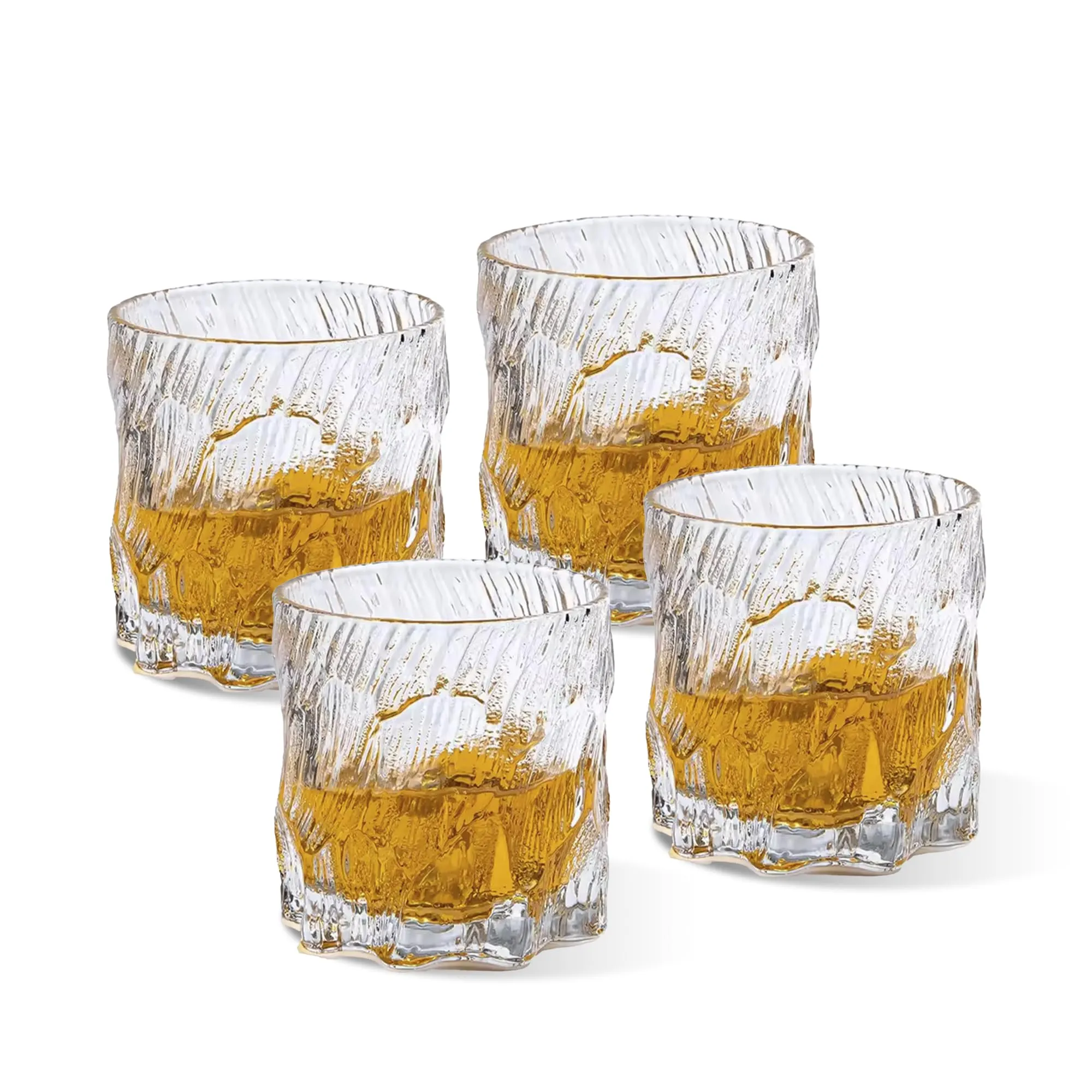 UMAI Whiskey Glasses Set of 4 (250ml Each) | Lead Free Neat Whiskey Glass | Heavy Bottom Drinking Glass | Crystal Glass for Bar Home | Glass for Drinks | Cocktail Glasses | Highball Glass