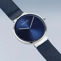 Unisex Classic Watch in Dark Blue/Silver with Milanese Band