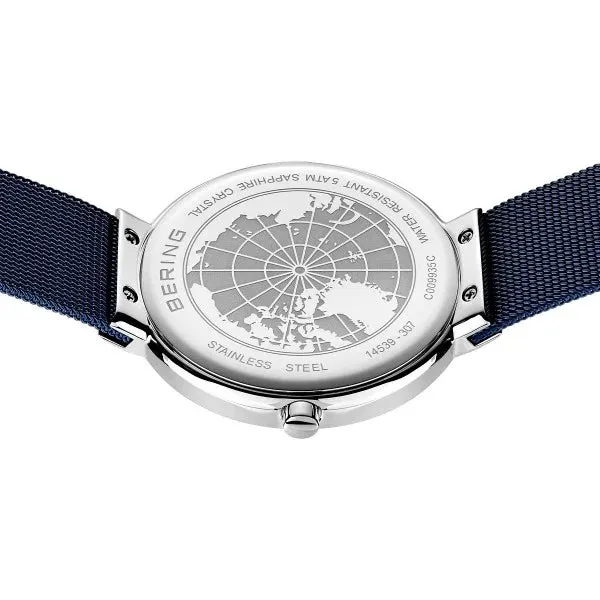 Unisex Classic Watch in Dark Blue/Silver with Milanese Band