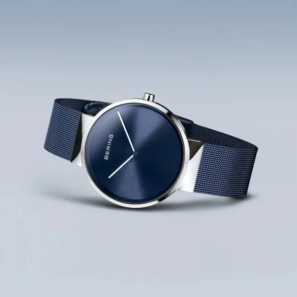 Unisex Classic Watch in Dark Blue/Silver with Milanese Band