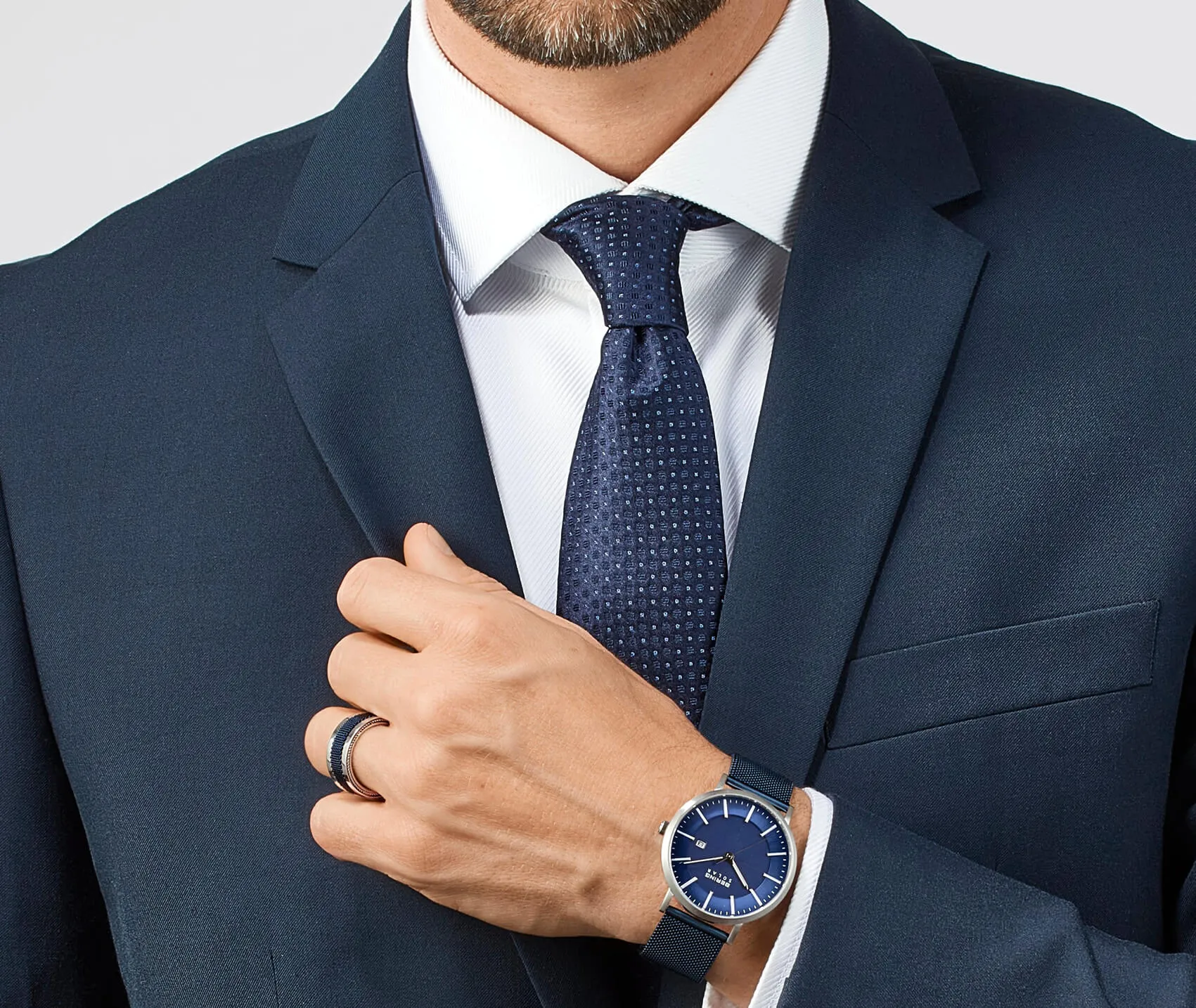 Unisex Classic Watch in Dark Blue/Silver with Milanese Band