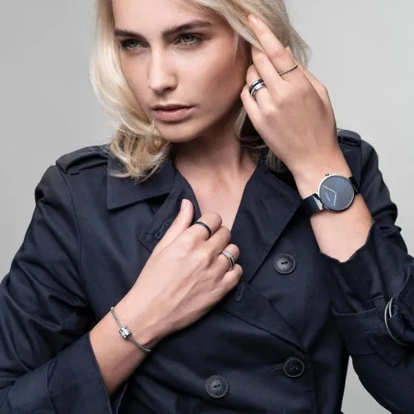 Unisex Classic Watch in Dark Blue/Silver with Milanese Band