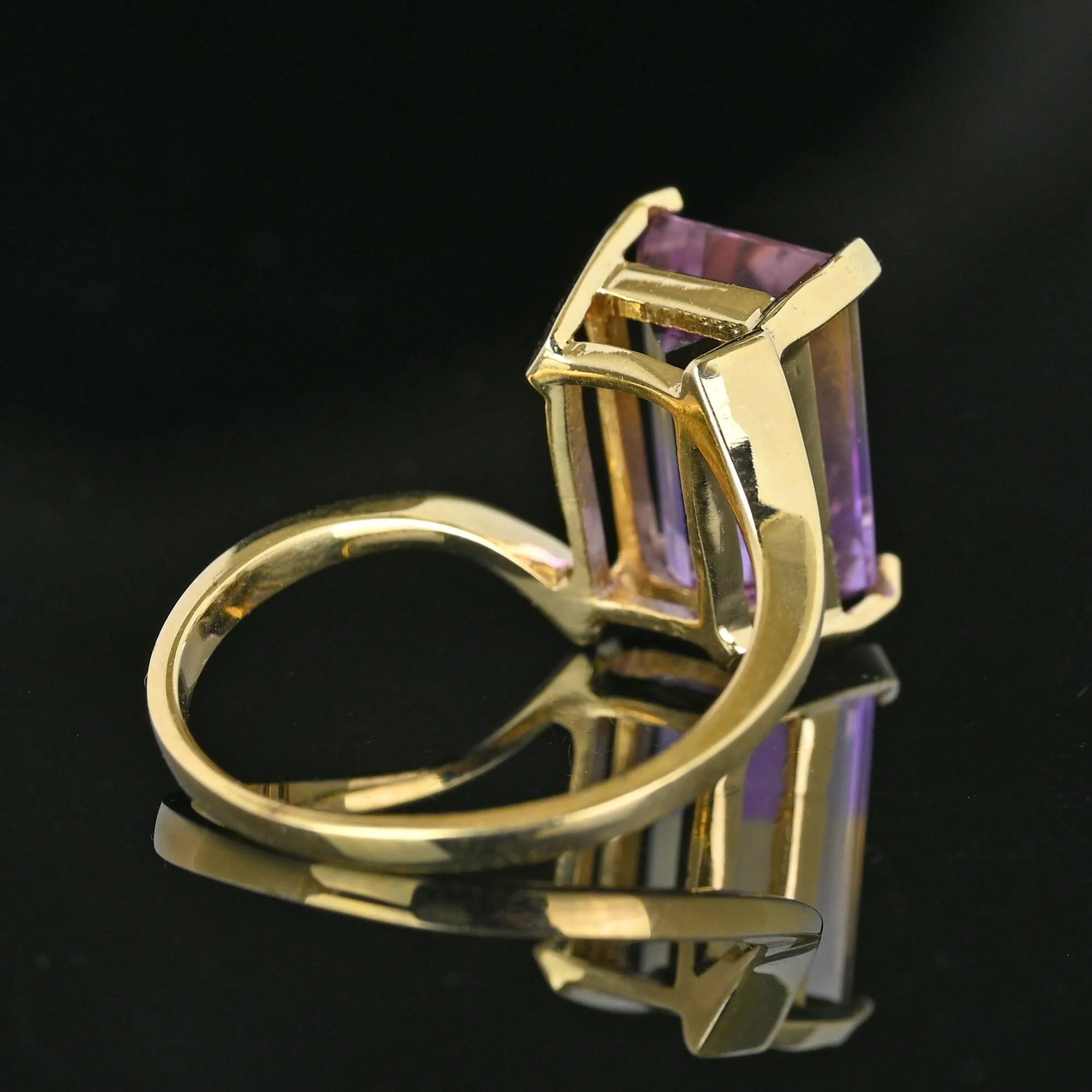 Vintage Emerald Cut Ametrine Cocktail Ring, Citrine Amethyst