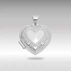 White Gold Polished Heart Border 18mm Love you Reversible Heart Locket - Model XL857W