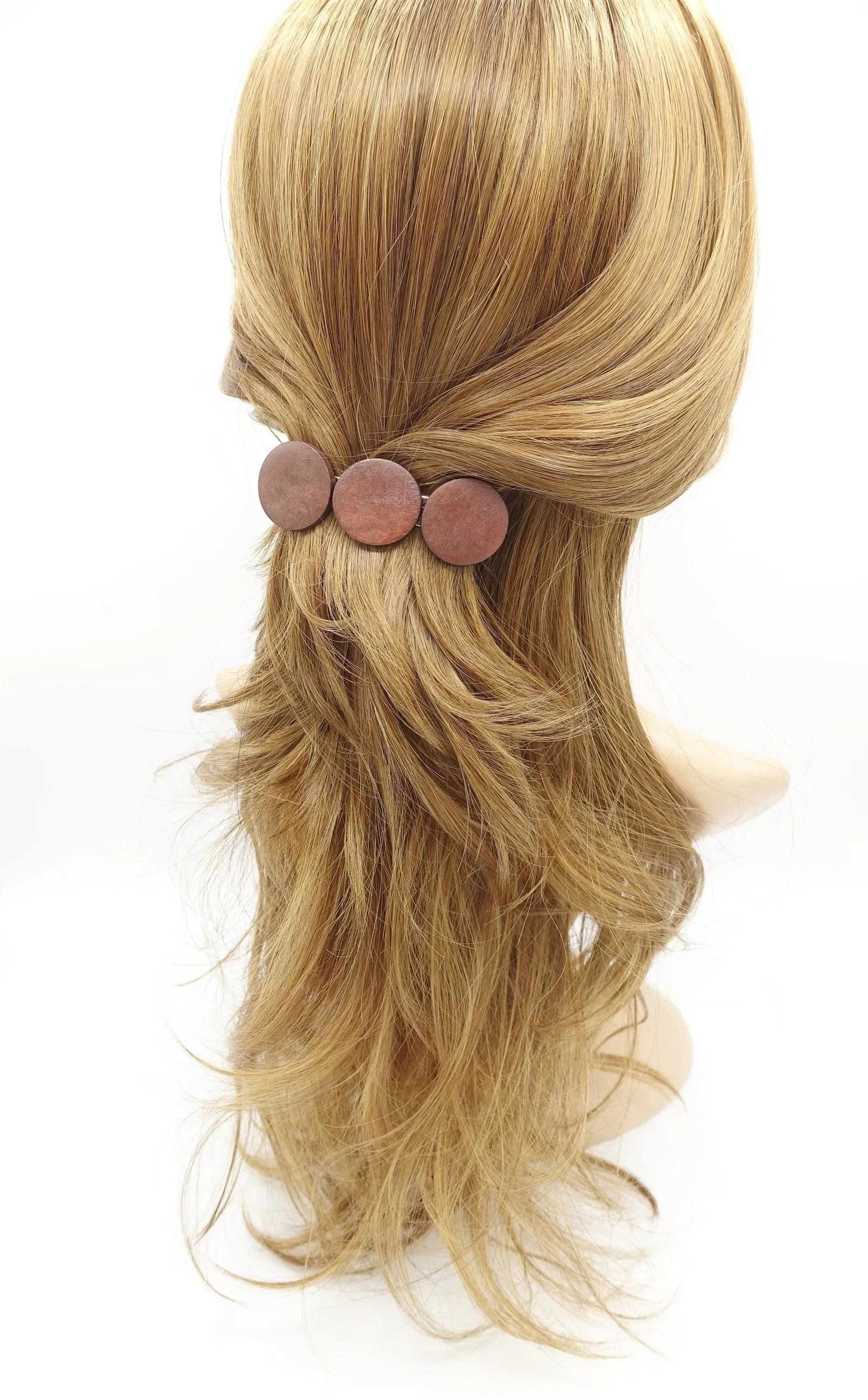 wood hair barrette circle wood hair accessory for women