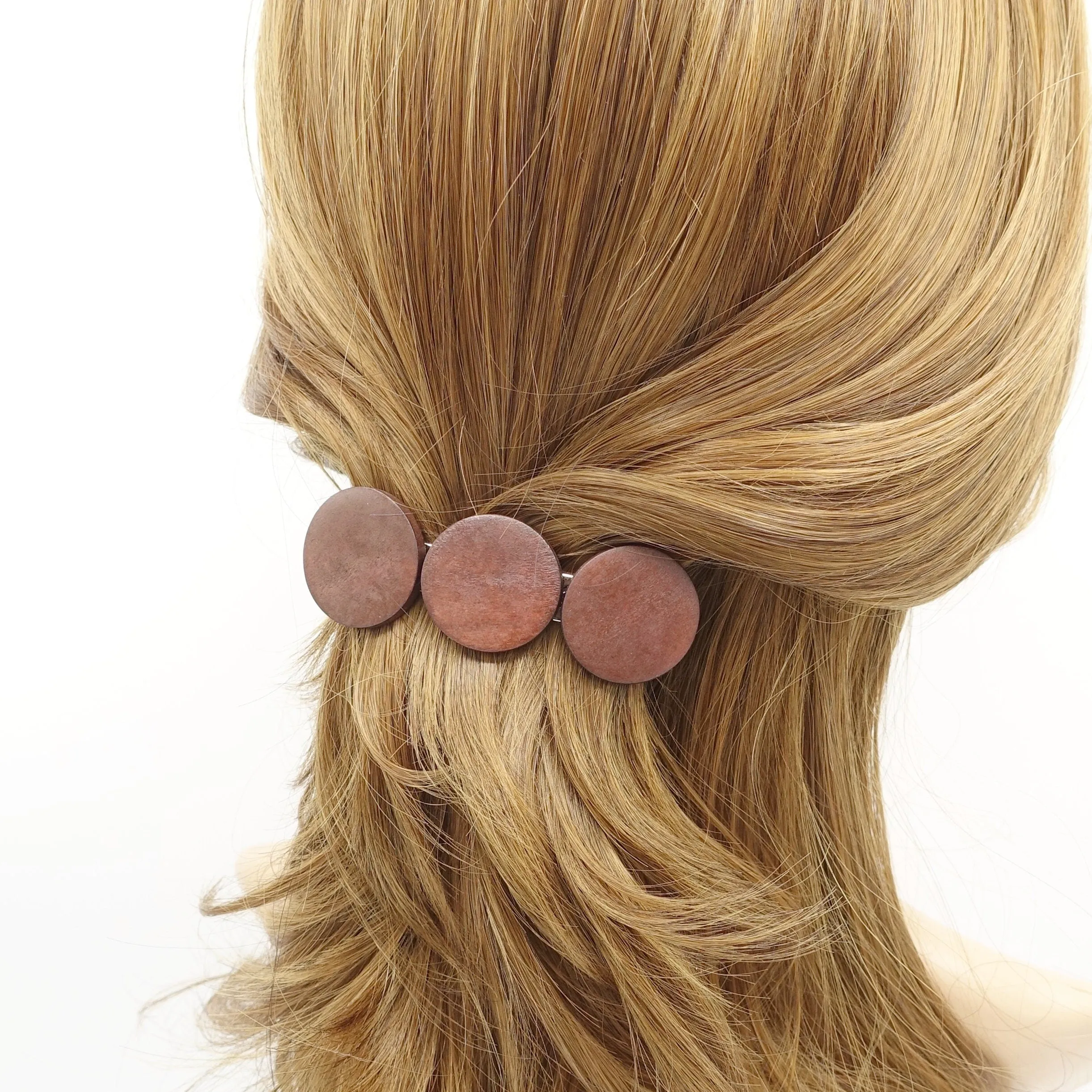 wood hair barrette circle wood hair accessory for women